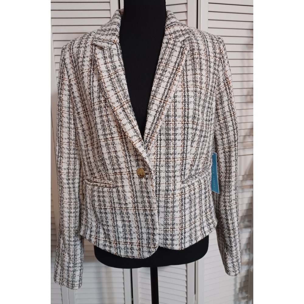 Draper James Boucle Blazer Ivory And Multicolored Size Small